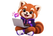 Tilly the red panda mascot, here to help
